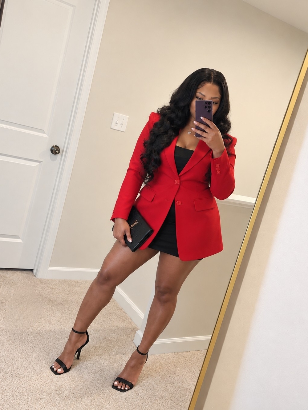 Women’s Red Kevin Stuart Blazer Jacket - Sleek Single-Breasted Design